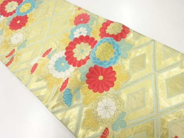 アンティーク　菊模様織出し袋帯（材料）